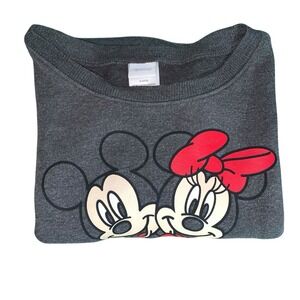 Disney Sweatshirt Women's Minnie & Mickey Mouse Gray XL Cropped JT21942